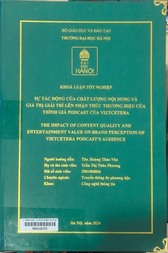 The impact of content quality and entertainment value on brand perception of Vietcetera podcast's audience =